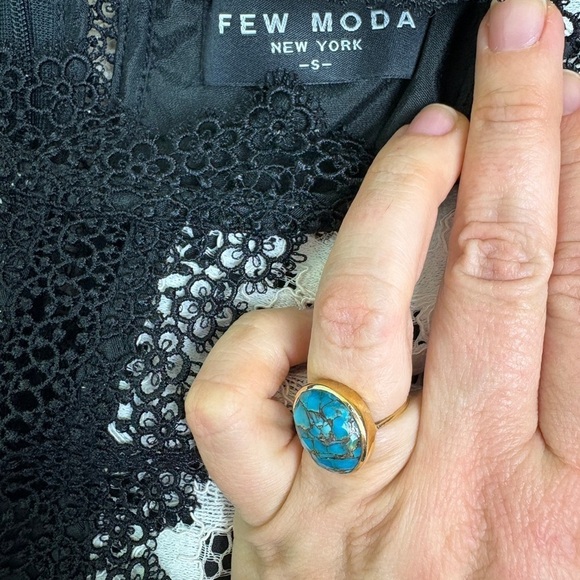 ⭐️FEW MODA White & Black Shadow Floral Crochet Lace Sheath Dress - Picture 6 of 6